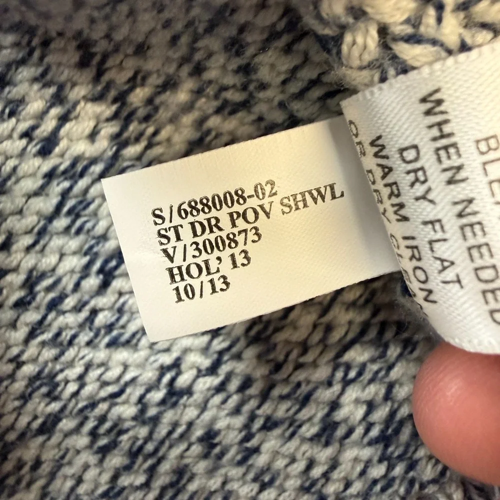 Banana Republic Sweater Mens Large Shawl Collar Toggle Marled Blue Fisherman